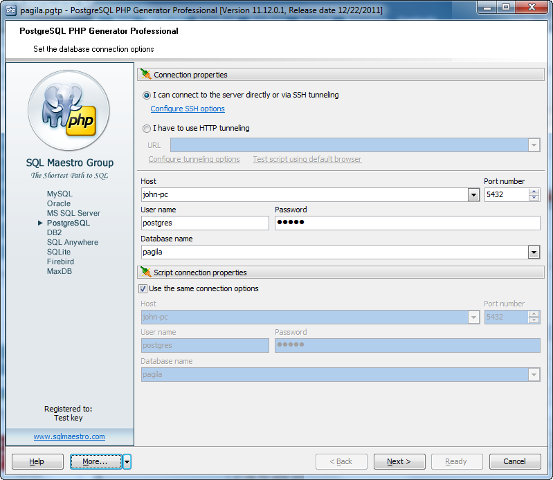 PostgreSQL PHP Generator Professional 12.8.0.11 software screenshot