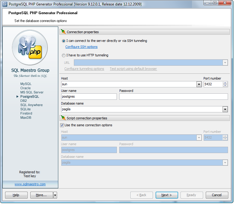 PostgreSQL PHP Generator 14.10.0.5 software screenshot