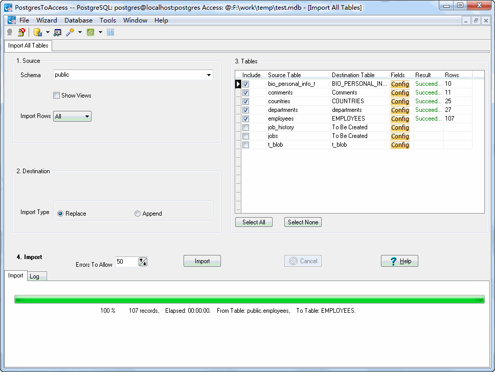 PostgresToAccess 2.0.1.170614 software screenshot