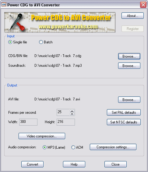 Power CDG to AVI Converter 1.0.23 software screenshot