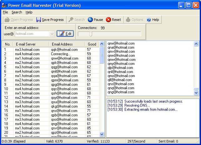 Power Email Harvester 1.45 software screenshot