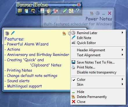 Power Notes 3.67 software screenshot
