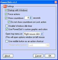 PowerClick 1.2 software screenshot