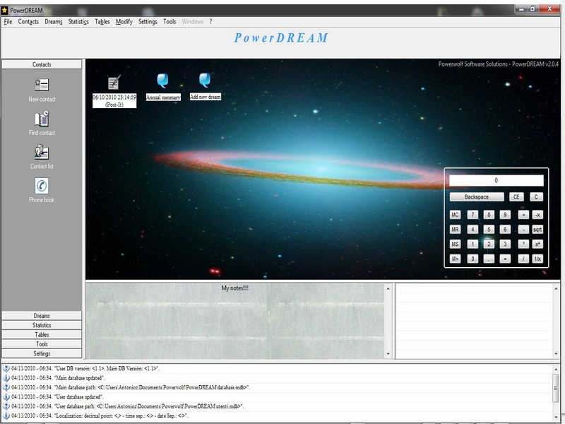 PowerDREAM 2.0.7.10 software screenshot