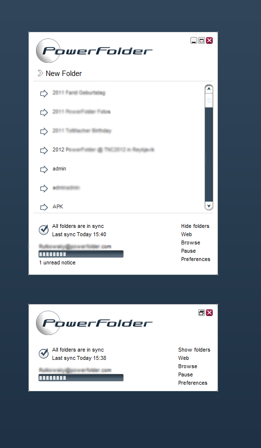 PowerFolder 11.3.408 software screenshot