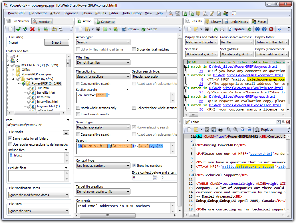 PowerGREP 5.1.2 software screenshot