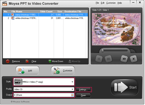 PowerPoint to MPEG Converter 1.6.4.29 software screenshot