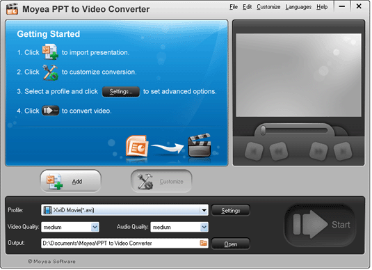 PowerPoint to WMV Converter 1.6.4.37 software screenshot
