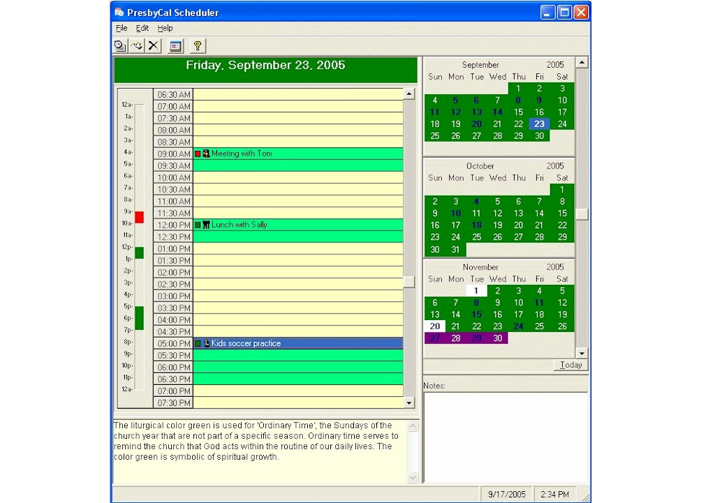 PresbyCal Desktop Calendar 1.1.8 software screenshot
