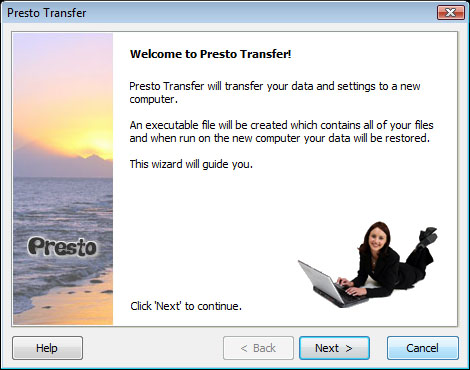 Presto Transfer Quicken 3.29 software screenshot