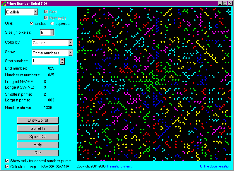 Prime Number Spiral 8.59 software screenshot