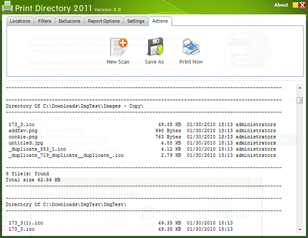 Print Directory 2.2.0.0 software screenshot