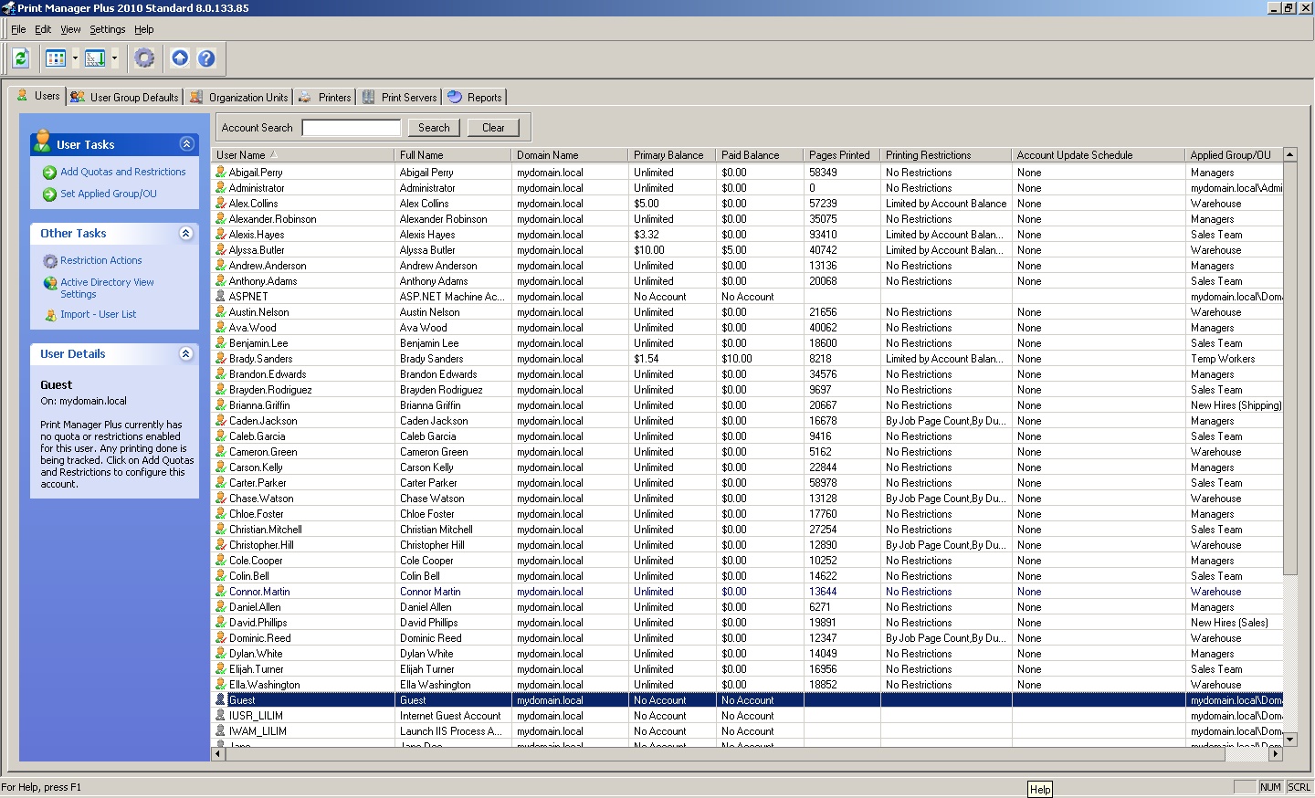 Print Manager Plus 8.0 software screenshot