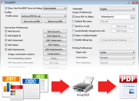 Print2PDF 9.5.12.0907 software screenshot