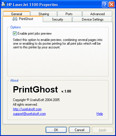 PrintGhost 1.1 software screenshot