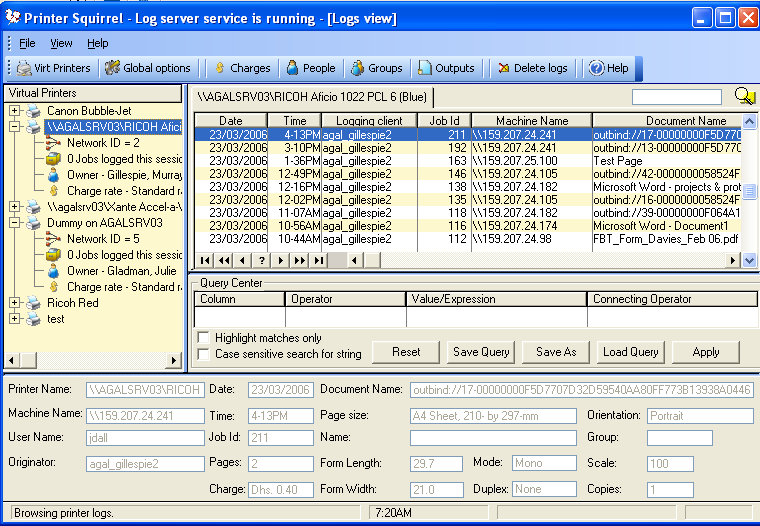 PrintTrak 2.38 software screenshot