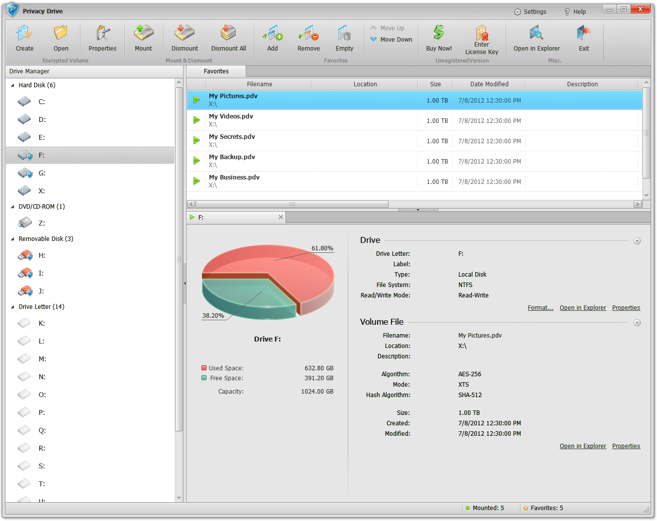 Privacy Drive 3.6.0.1200 software screenshot