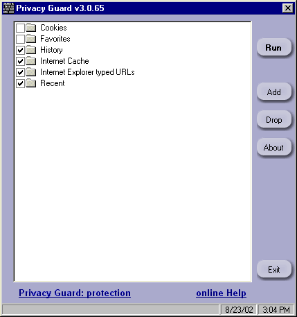 Privacy Guard 3.0 software screenshot