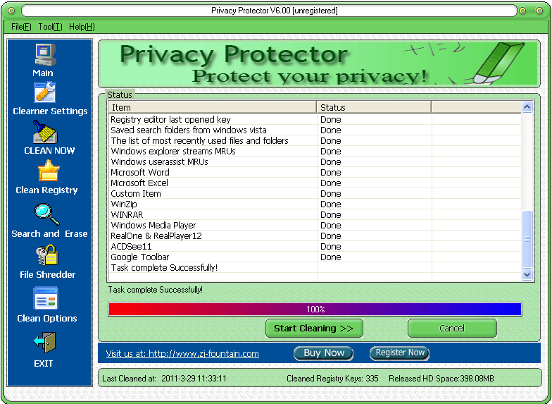 Privacy Protector 6.00 software screenshot
