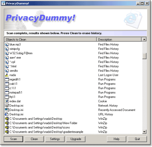 PrivacyDummy! 1.0 software screenshot
