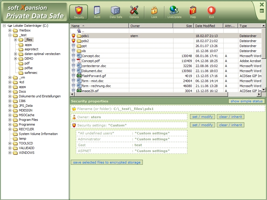 Private Data Safe 1.0 software screenshot