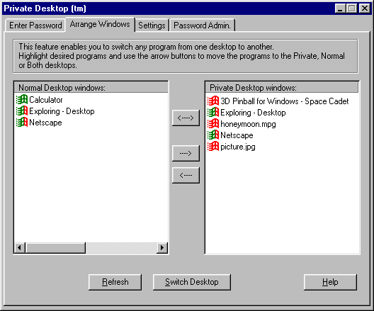 Private Desktop 2.0 software screenshot