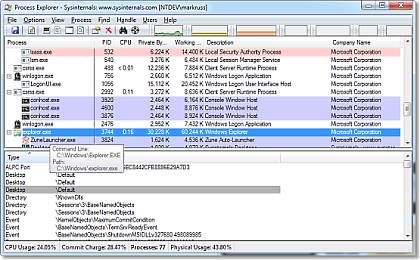 Process Explorer 16.21 software screenshot