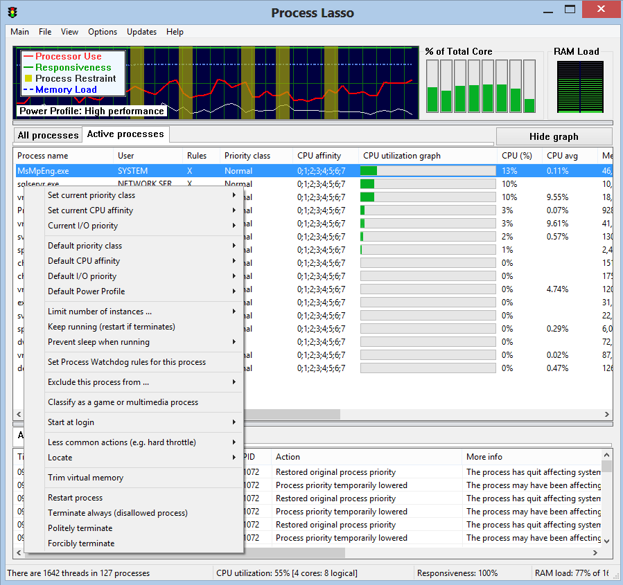 Process Lasso Portable 9.0.0.340 software screenshot