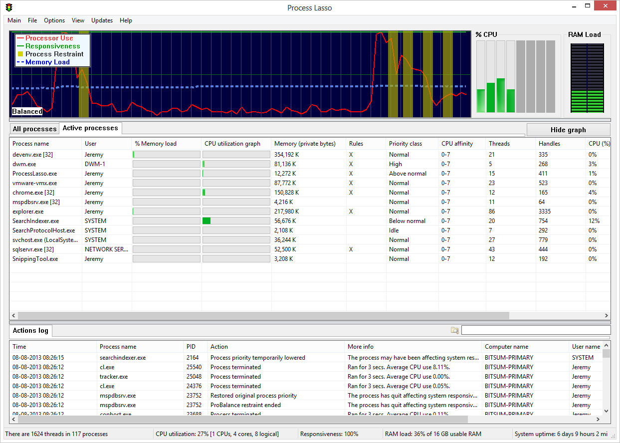 Process Lasso Server 9.0.0.340 software screenshot