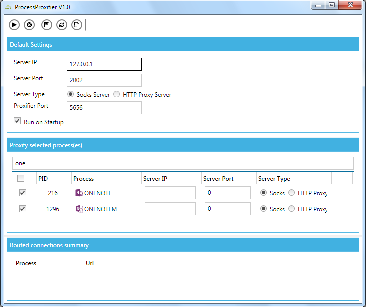 ProcessProxifier 1.0 software screenshot