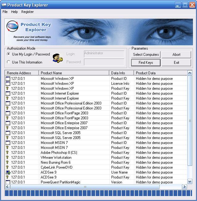 Product Key Explorer 3.9.8.0 software screenshot