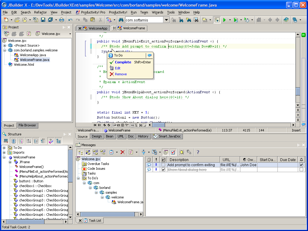 Productivity! Professional for JBuilder 2.5 software screenshot