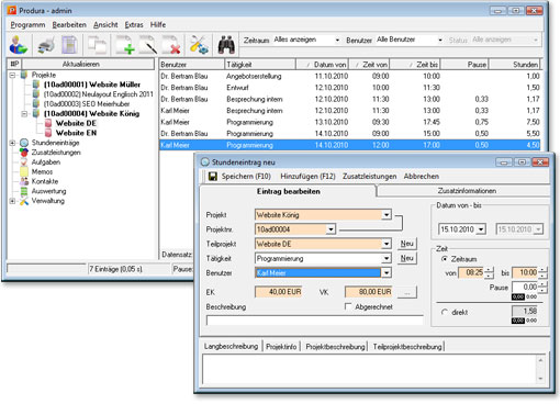 Produra 3.2.1 software screenshot