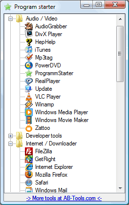 Program Starter 2.0.10 software screenshot