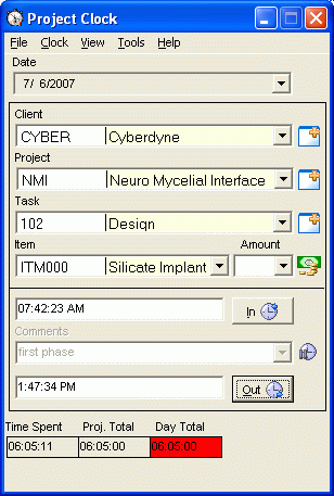 Project Clock Pro 9.13 software screenshot