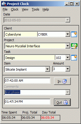 Project Clock Standard 10.11 software screenshot