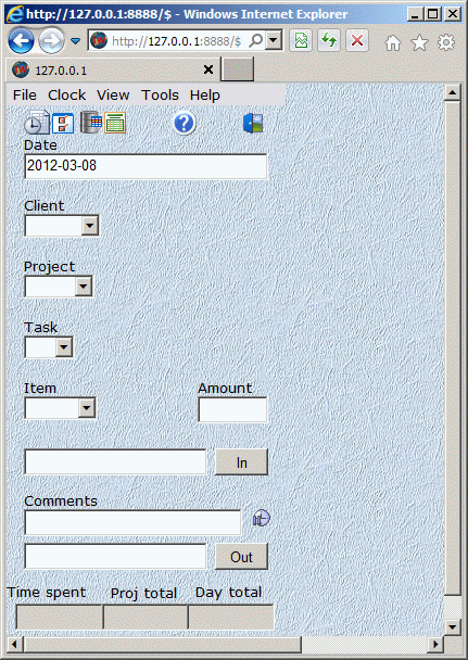 Project Clock Web 10.01 software screenshot