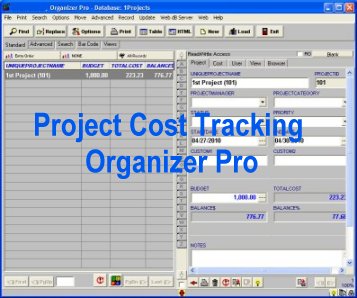 Project Cost Tracking Organizer Pro 3.0 software screenshot