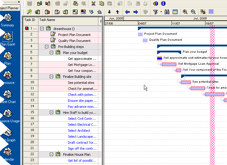Project Planner - PE 4.9 software screenshot