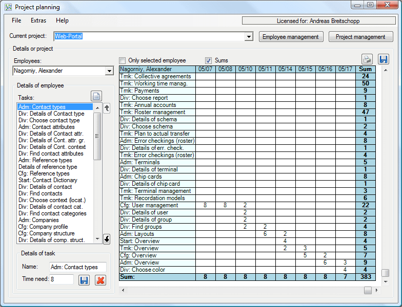 Project Planning 1.2.0 software screenshot