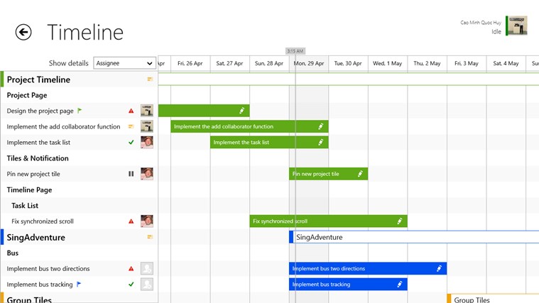 Project Timeline for Windows 8 1.2.1.24 software screenshot
