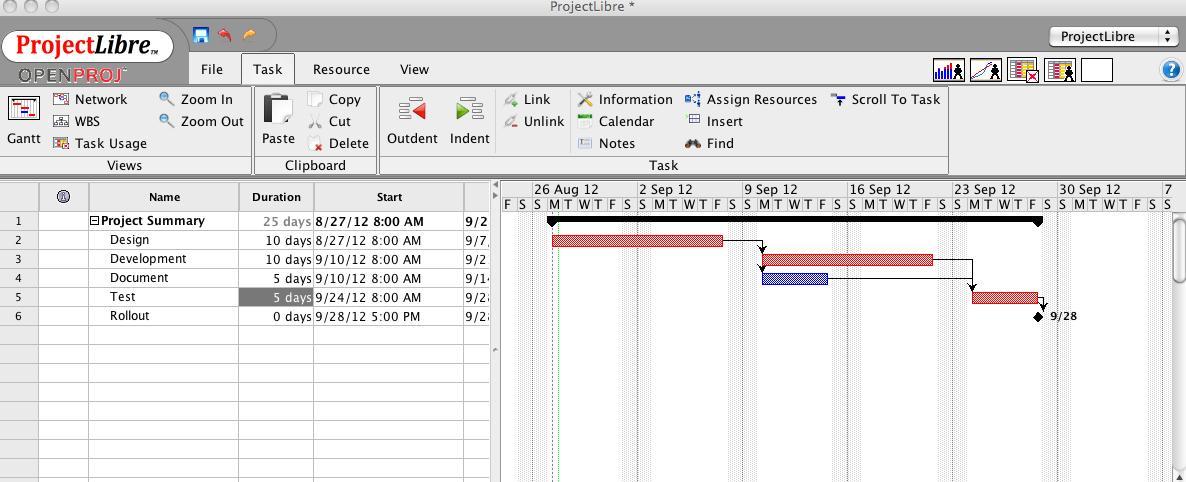 ProjectLibre 1.6.0 software screenshot