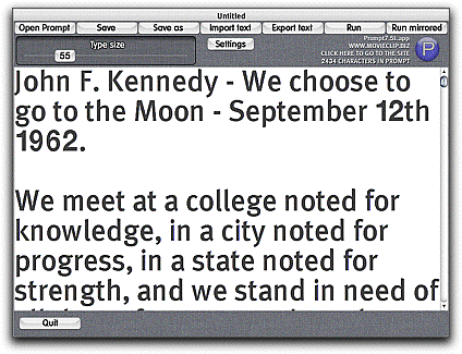 Prompt teleprompter for Mac OSX 7.5 software screenshot