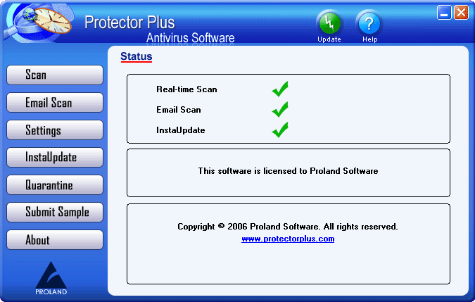 Protector Plus 2007 for Windows Vista 8.0.A02 software screenshot