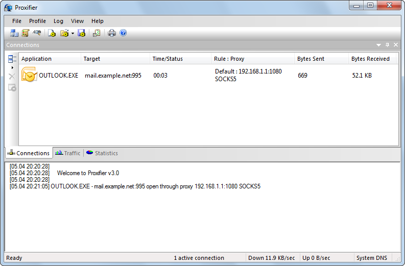 Proxifier 3.31 software screenshot