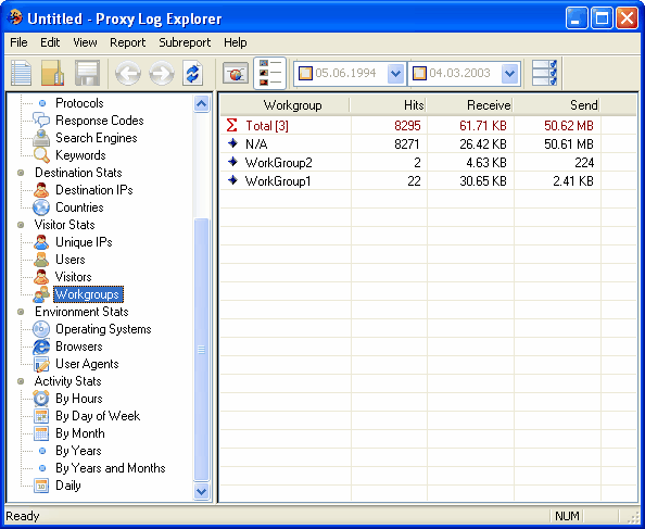 Proxy Log Explorer Enterprise Edition 5.1.0565 software screenshot