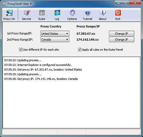 ProxyShell Hide IP 7.3.2 software screenshot