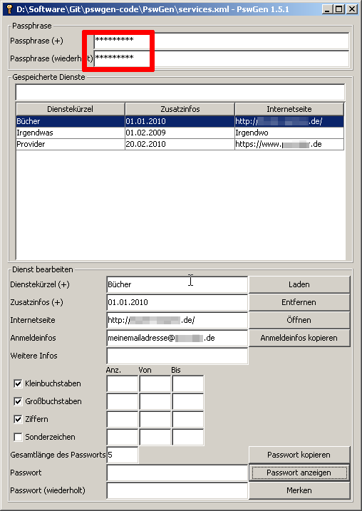 PswGen 1.7.2 software screenshot