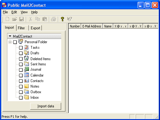 Public Mail 2 Contact for Outlook 1.2 software screenshot