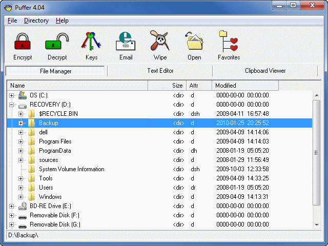 Puffer 4.05 software screenshot